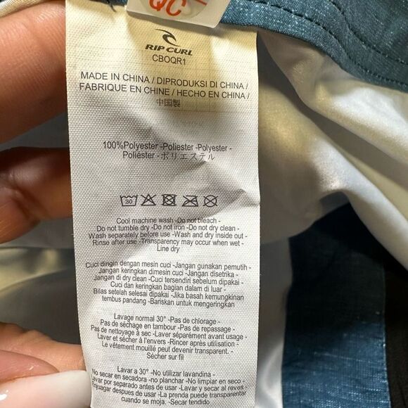 Rip Curl Men’s Size 32 Dawn Patrol Swim Trunk Blue Red Long with Side Pocket - Picture 9 of 9